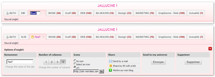 'Netvibes onglet options